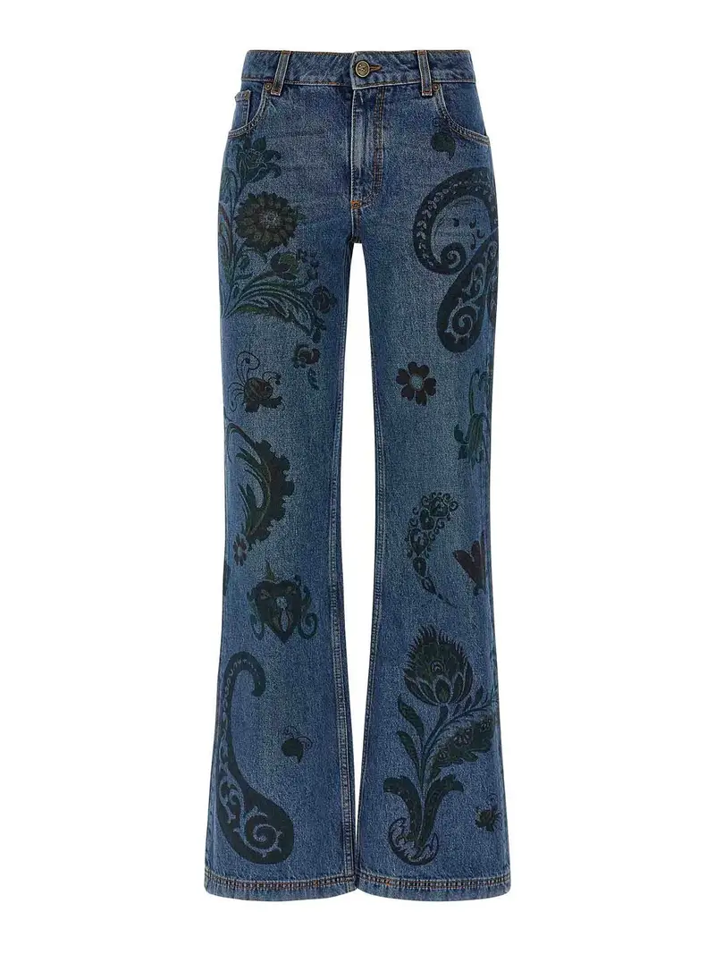 Jeans di stampa paisley Multicolore