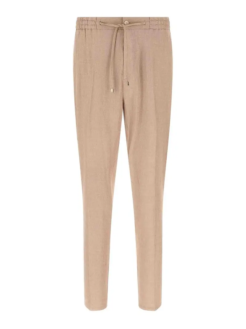 Joggers in lino fiammato Beige