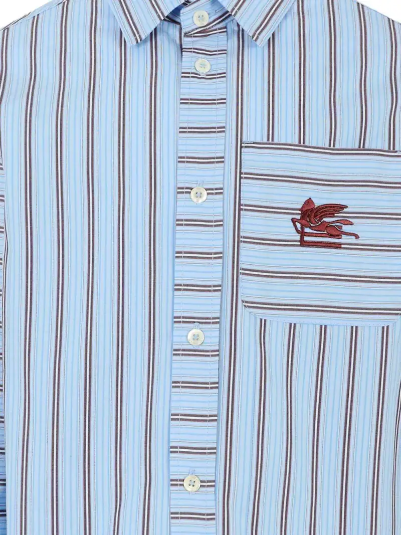 Camicia a Righe Azzurra con Maniche Lunghe Blu miniatura 2