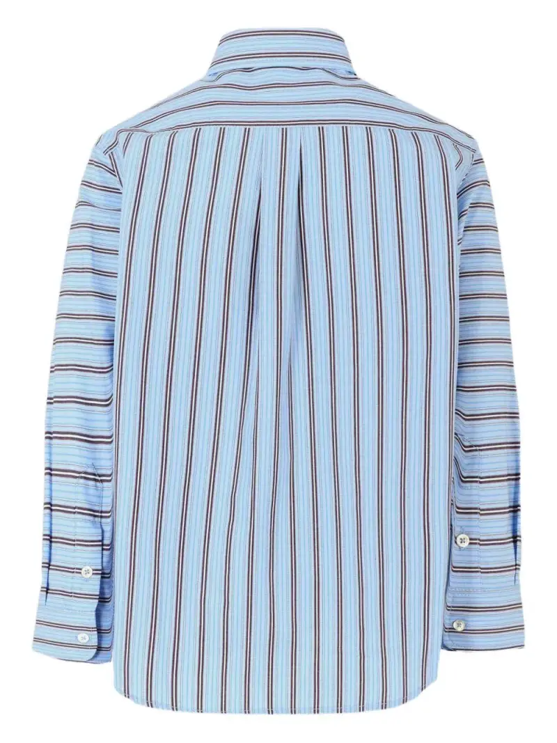 Camicia a Righe Azzurra con Maniche Lunghe Blu miniatura 3