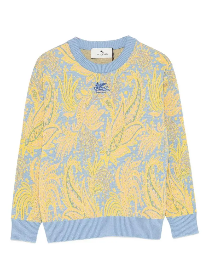 Maglione con Stampa Paisley Jacquard Azzurra