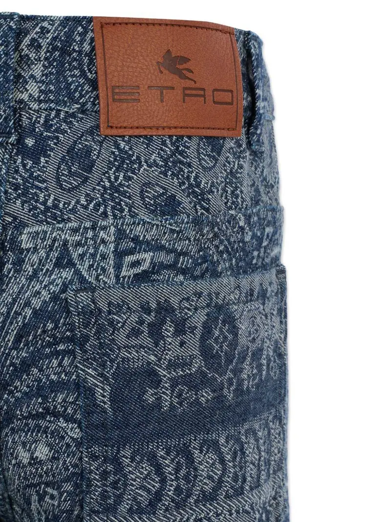 Pantalone Blu Denim Paisley Blu bianco miniatura 3