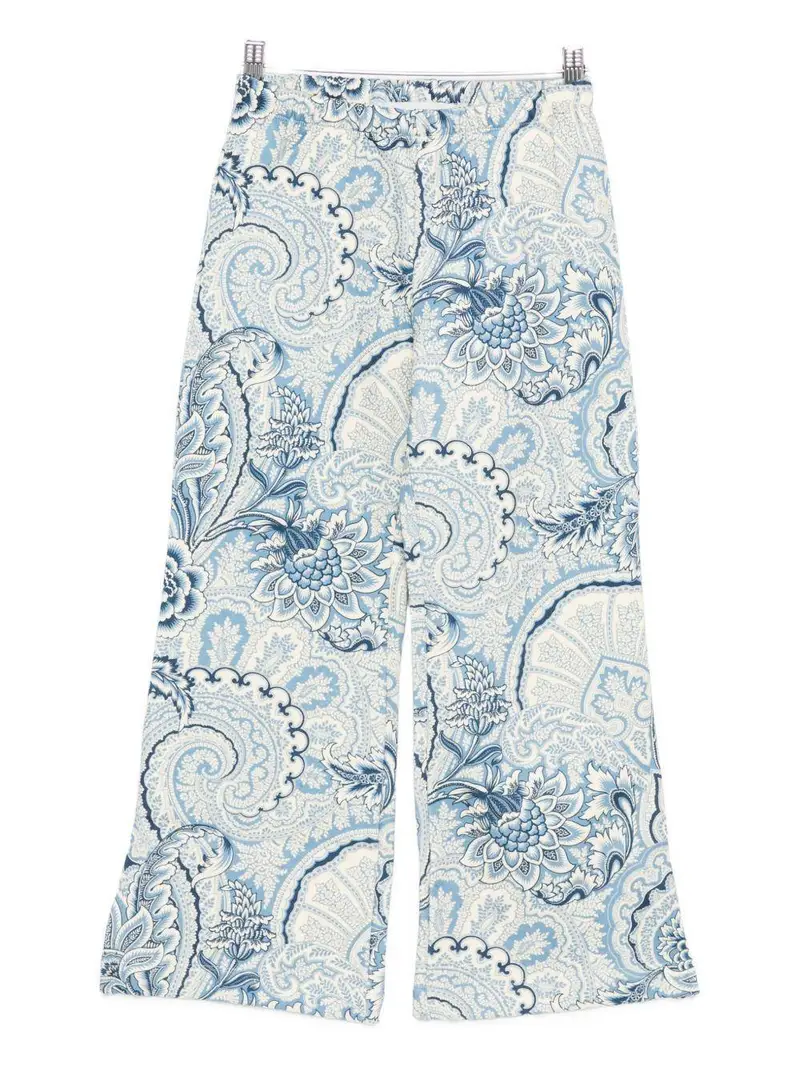 Pantaloni con Stampa Paisley Avorio blu