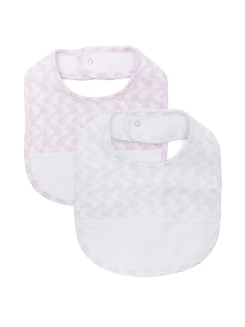 Set di 2 bavaglini Pegaso con ricamo paisley rosa/grigio Rosa Grigio