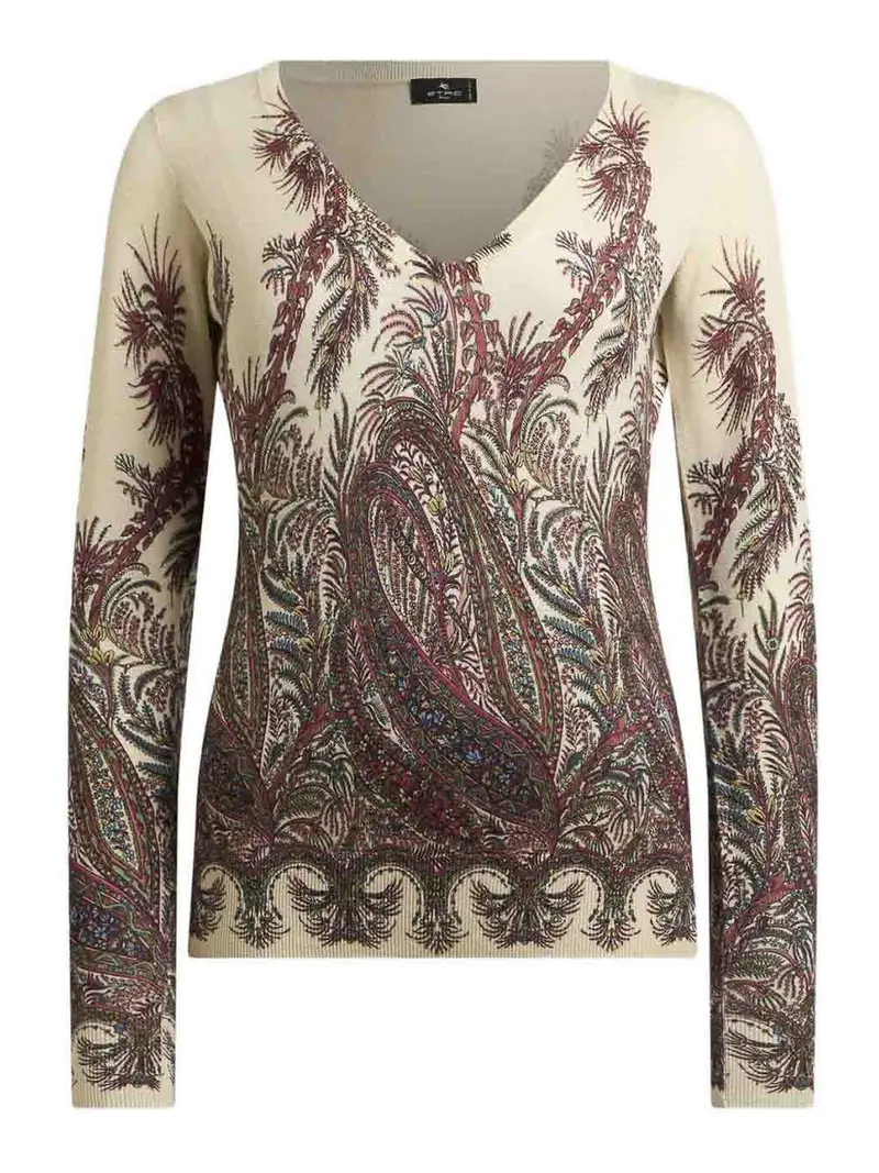 Maglione Con Stampa Paisley Beige