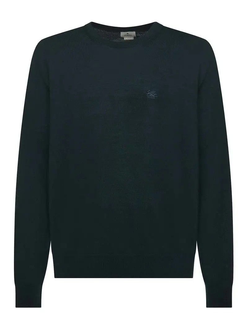 Maglione In Lana Con Monogramma Ricamato Verde