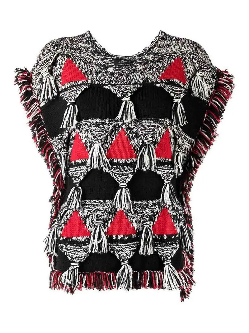 Maglione in lana con nappe Multicolore