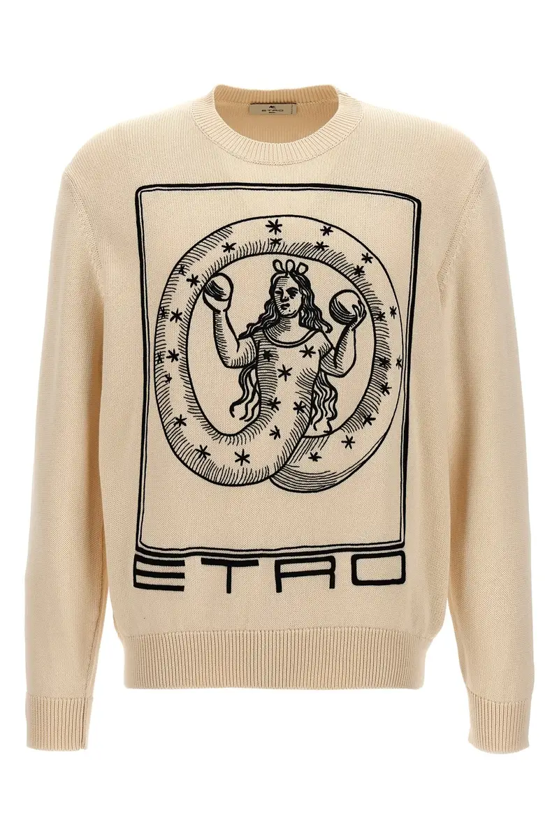 Maglione Ricamo Logo Beige