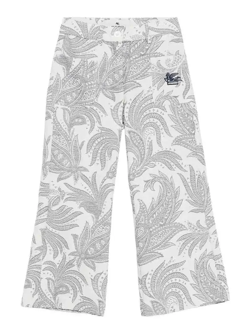 Pantaloni Con Stampa Crema