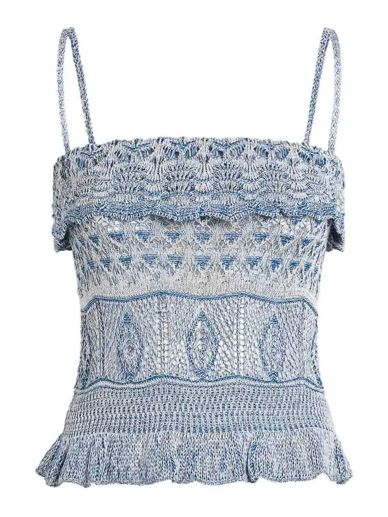 Parte superiore lavorata a maglia Azzurro