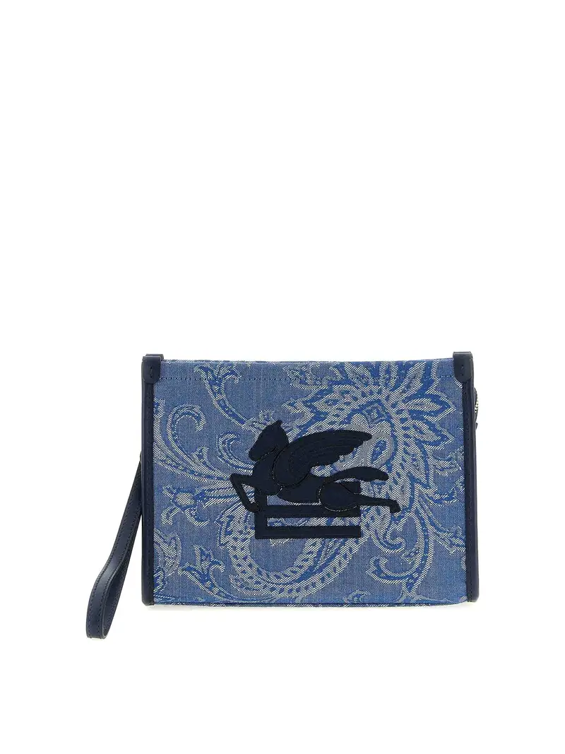 Pochette con motivi cachemire Azzurro