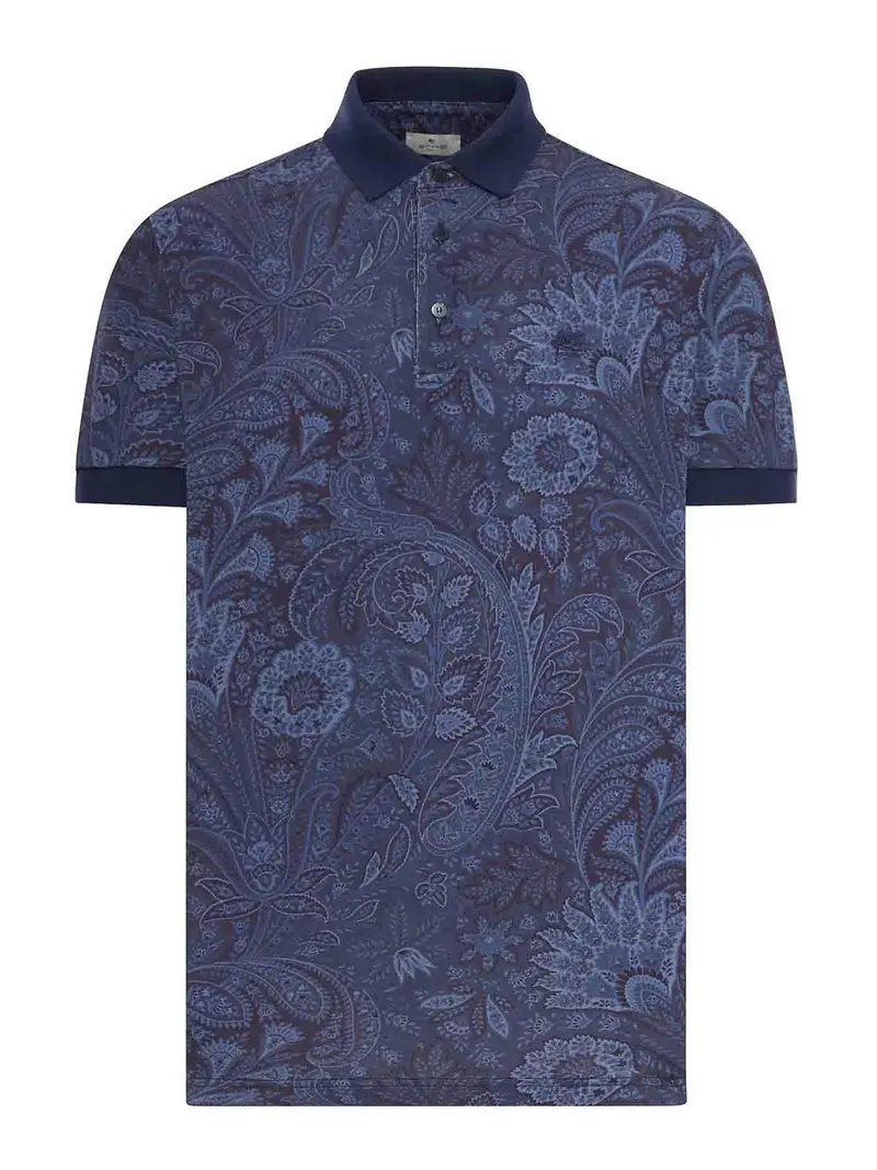 Polo In Piquet Di Cotone Con Stampa Paisley Multicolore