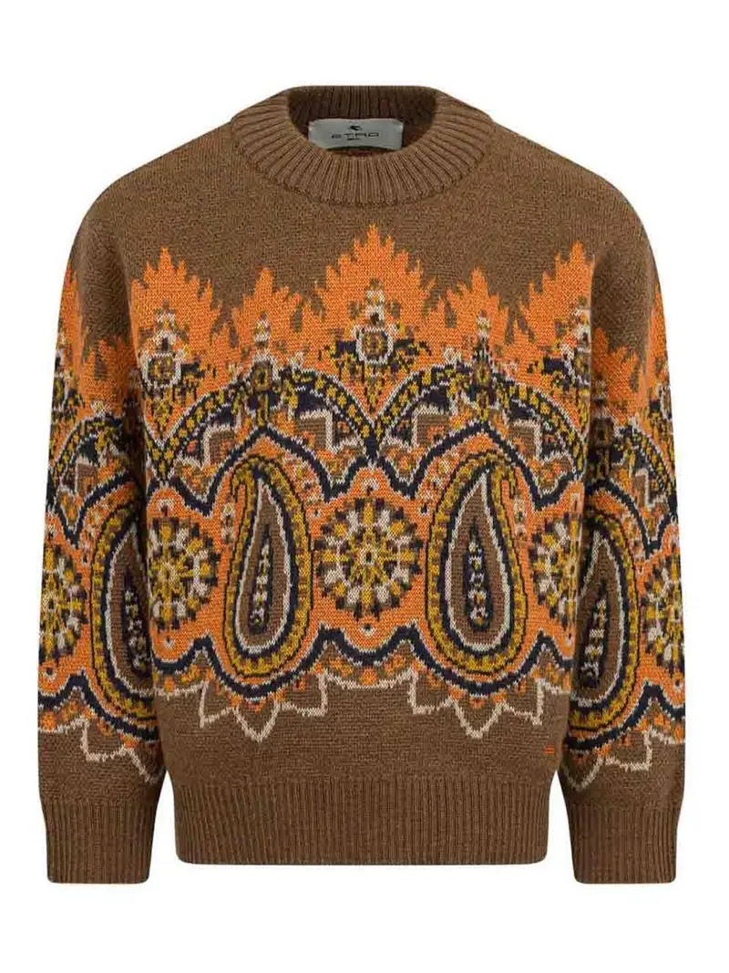 Pull Con Motivo Paisley Marrone