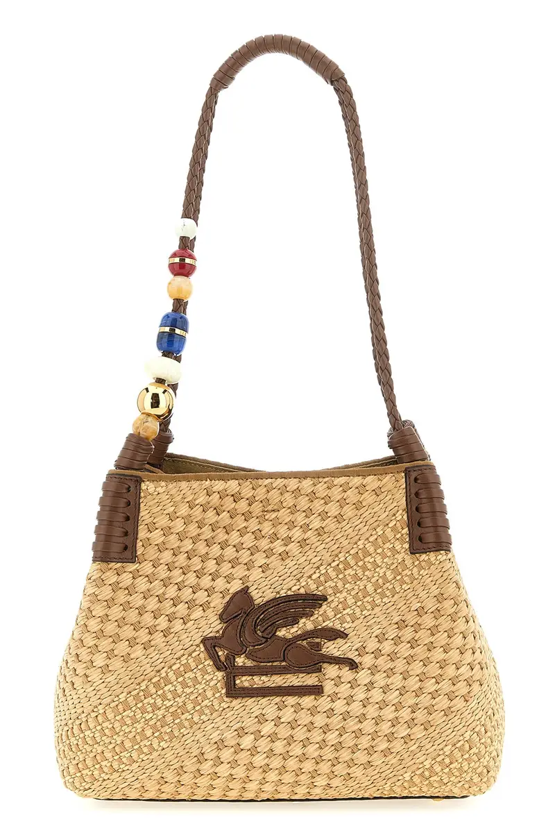 Etro Shopping Libra Piccola in Rafia beige