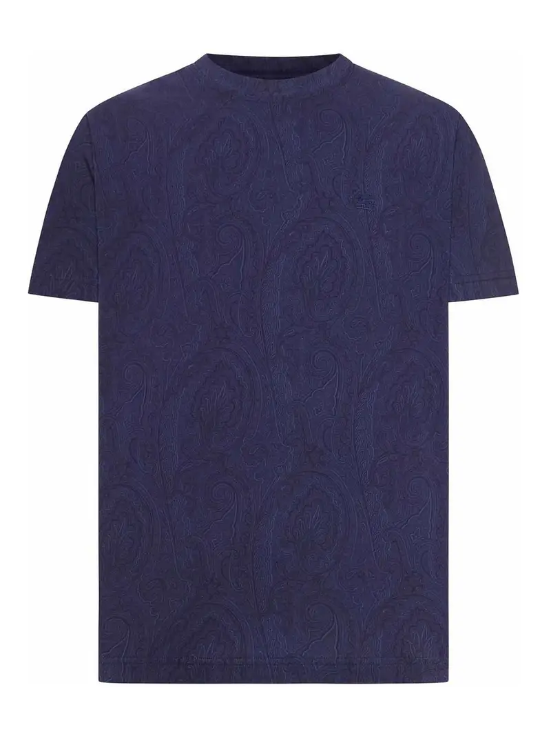 T-shirt in cotone con fantasia Arnica Blu