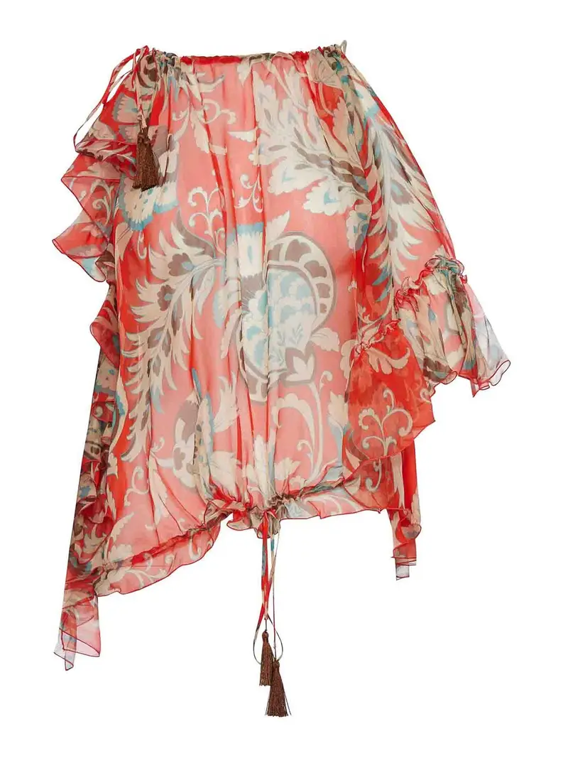 Etro Top In Seta Monomanica Con Fantasia Floreale Multicolore