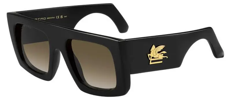 ETRO Unisex ETROSCREEN 807/HA Occhiali da sole Plastica Nero Marrone Squadrata Normale Sfumato