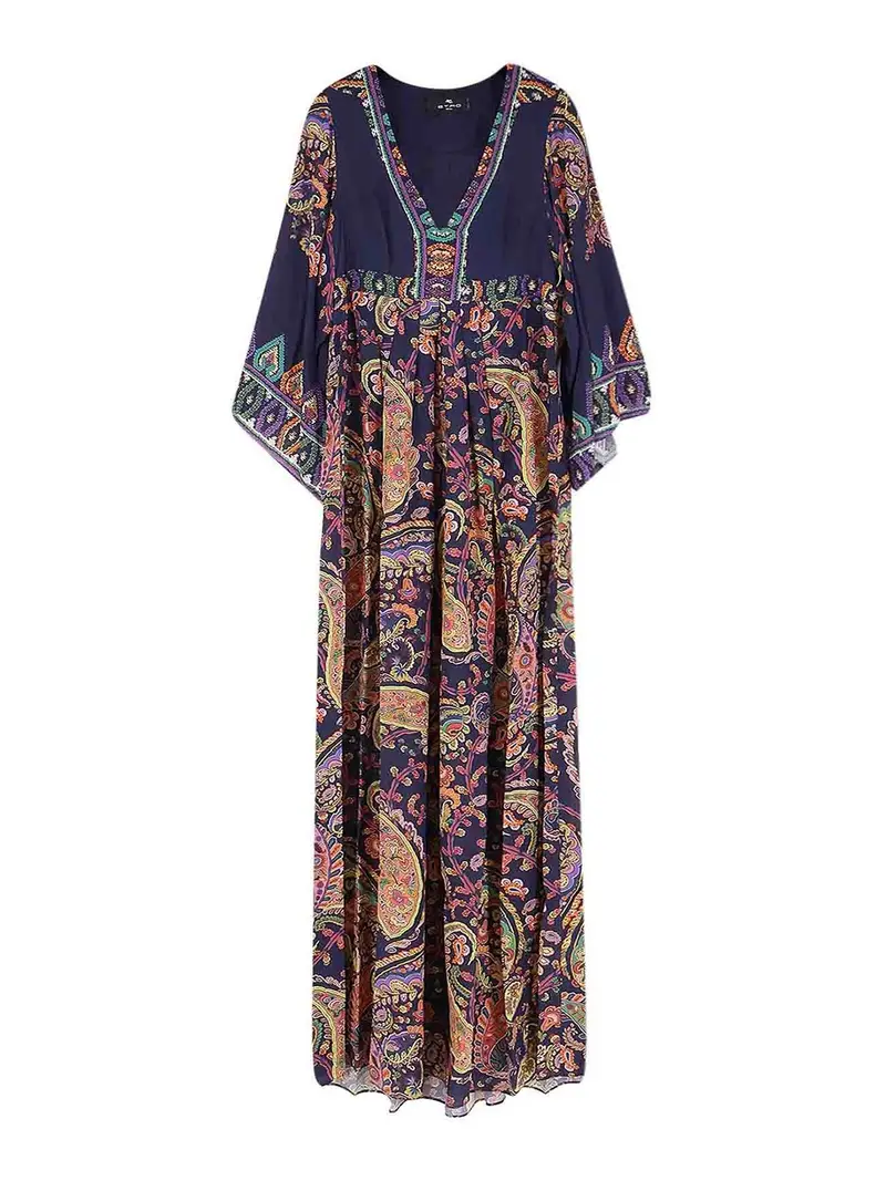 Etro Vestito Lungo In Viscosa Multicolore