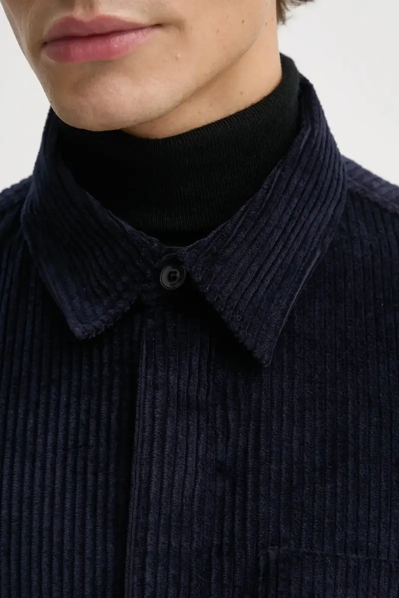 camicia in velluto a coste colore blu navy H24MMOUT370 miniatura 5