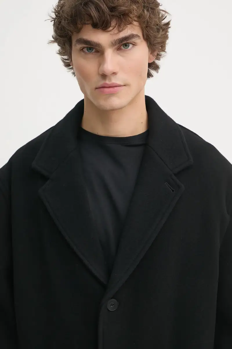 cappotto in lana colore nero H24MMOUT731 miniatura 4