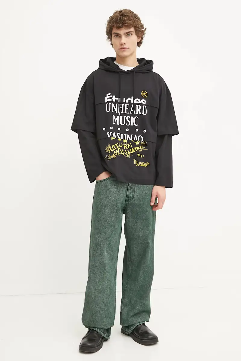 felpa in cotone uomo colore nero con cappuccio H24MCTSH195 miniatura 2