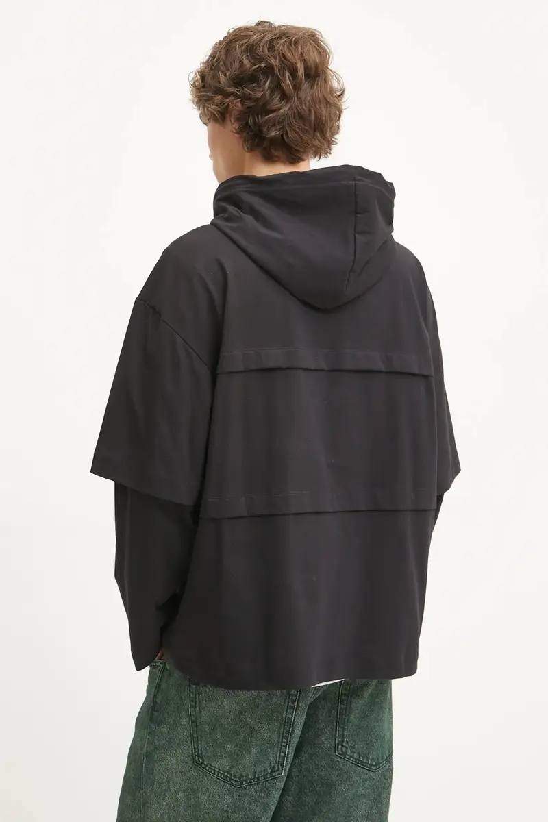 felpa in cotone uomo colore nero con cappuccio H24MCTSH195 miniatura 3