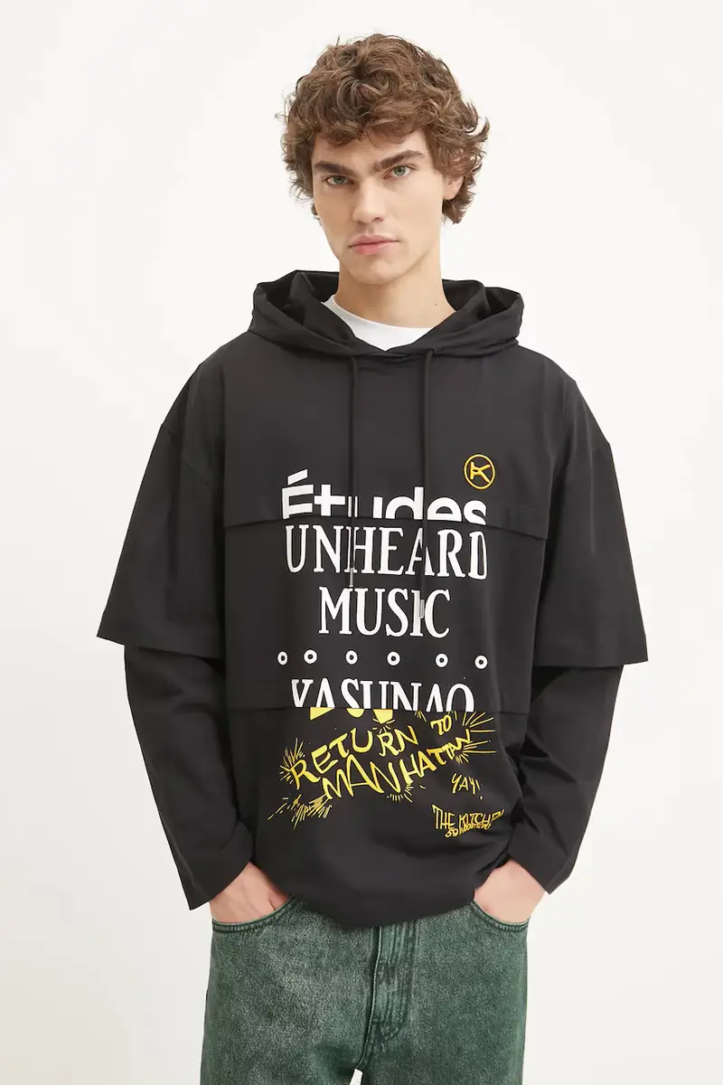 felpa in cotone uomo colore nero con cappuccio H24MCTSH195