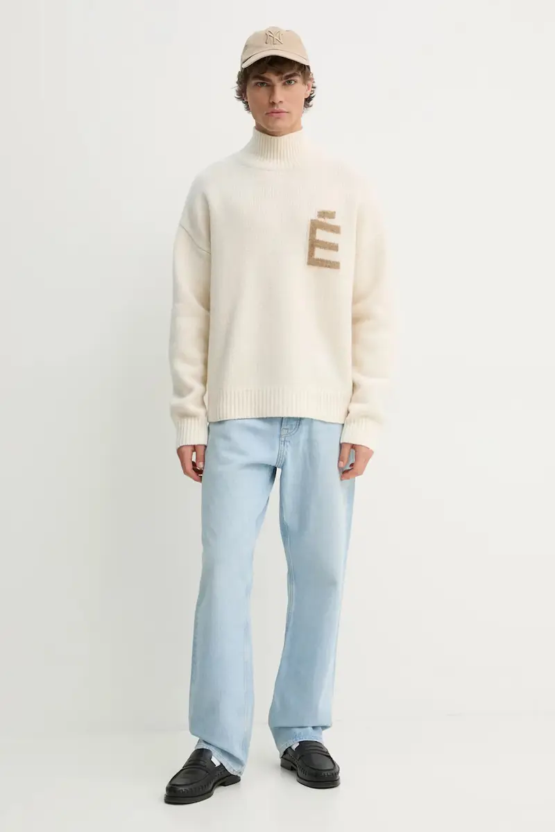 maglione in lana uomo colore beige H24MMKNI610 miniatura 2