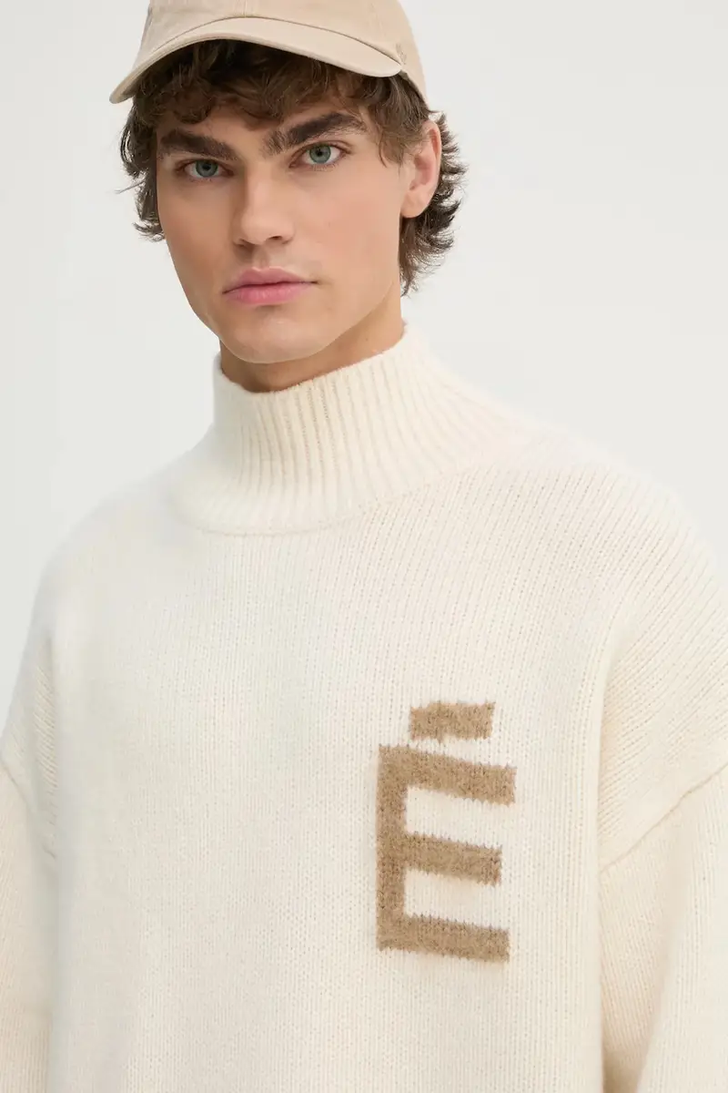 maglione in lana uomo colore beige H24MMKNI610 miniatura 4