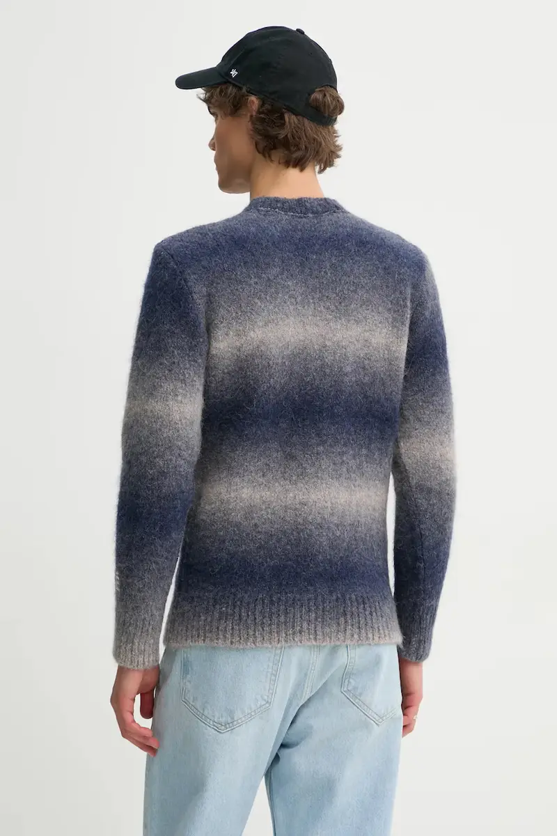 maglione in lana uomo colore blu navy H24MMKNI603 miniatura 3