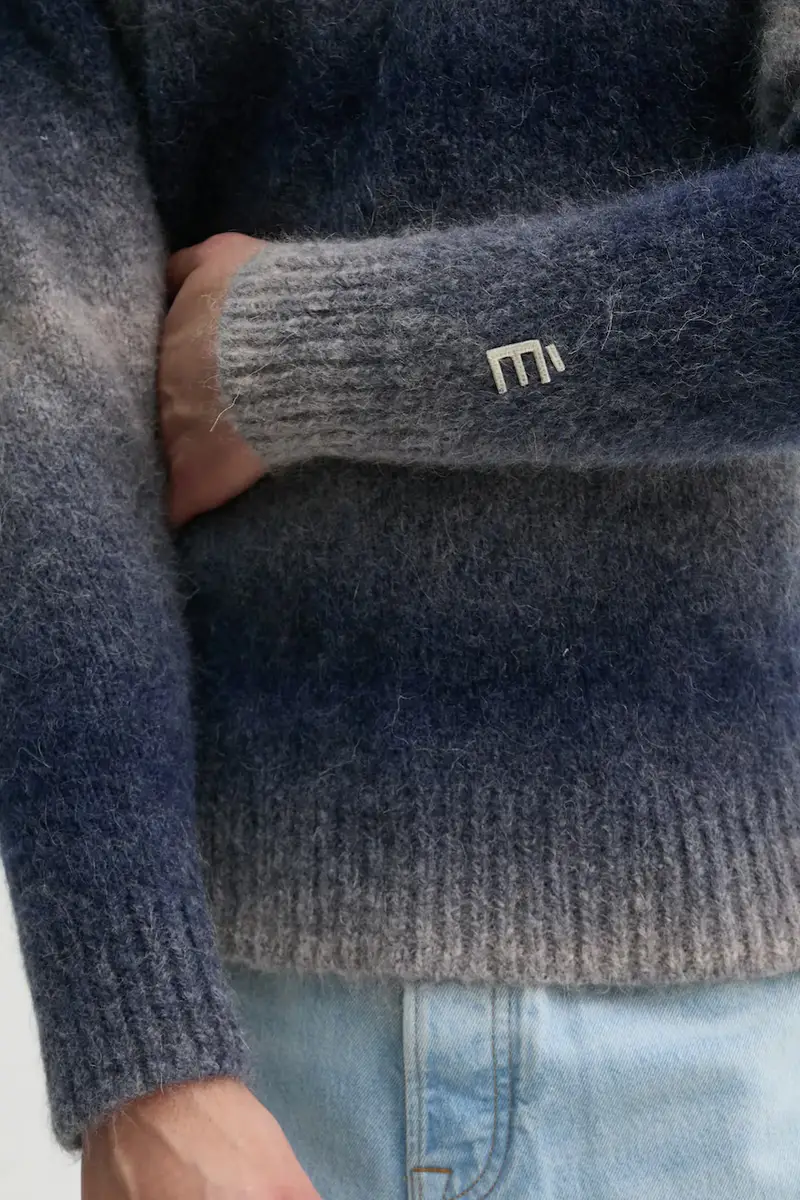 maglione in lana uomo colore blu navy H24MMKNI603 miniatura 5