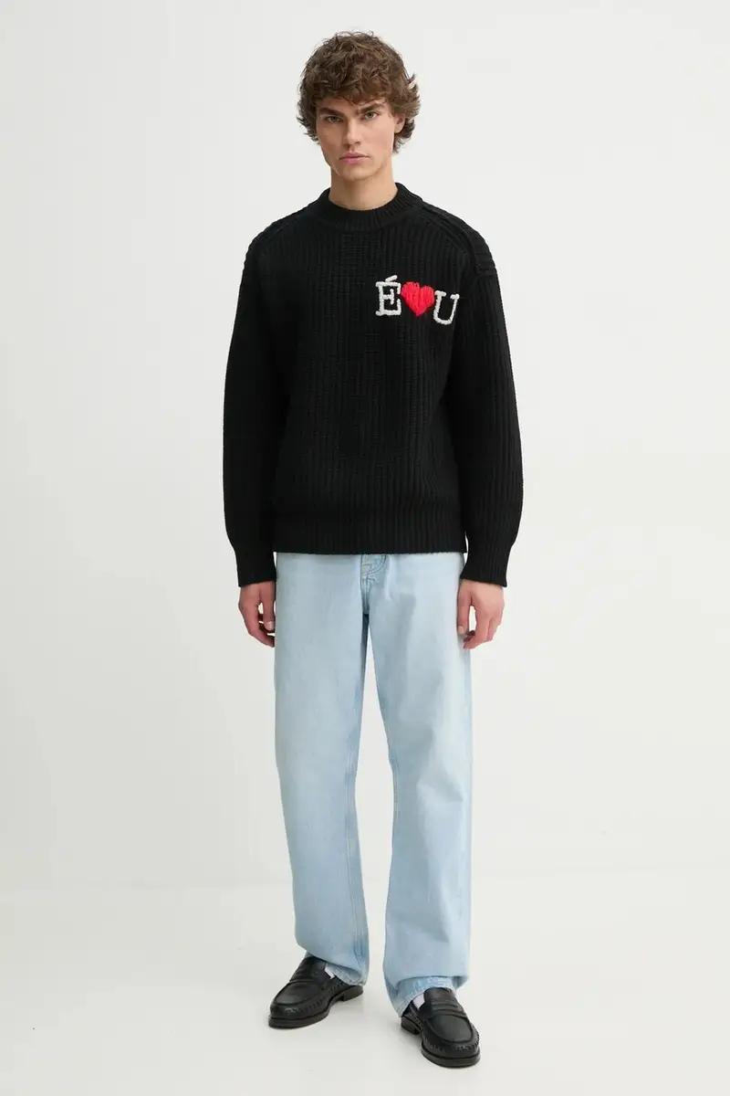 maglione in lana uomo colore nero H24MMKNI605 miniatura 2