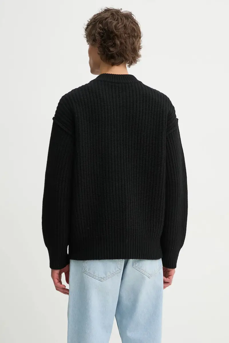 maglione in lana uomo colore nero H24MMKNI605 miniatura 3