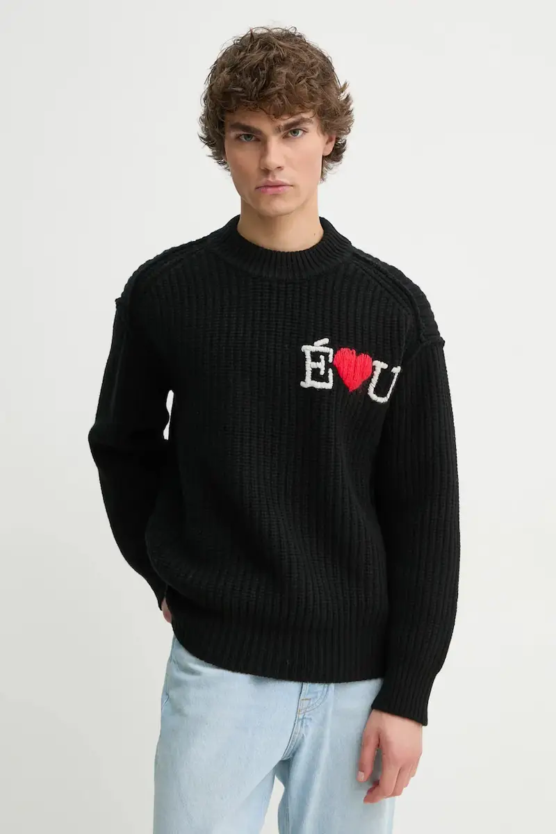 maglione in lana uomo colore nero H24MMKNI605