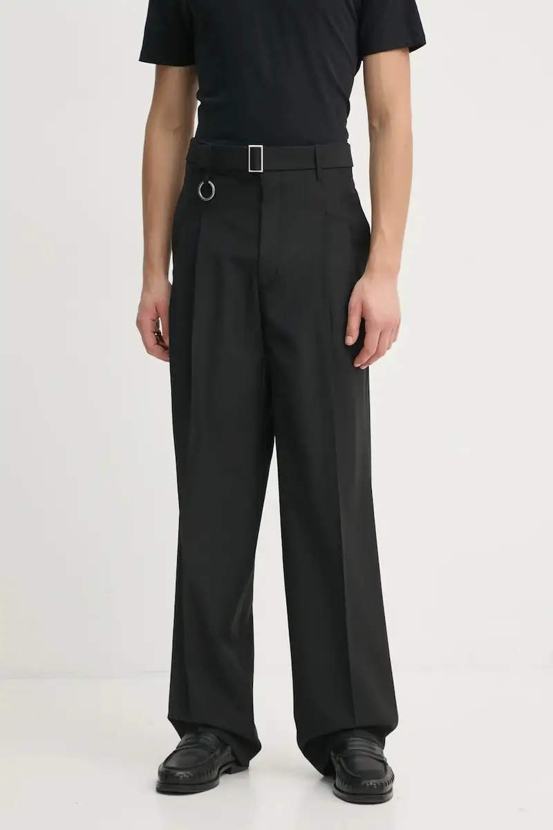 pantaloni in misto lana colore nero H24MMTRO870