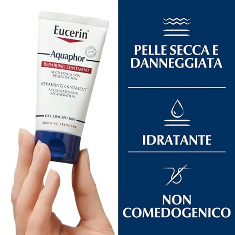 Eucerin Aquaphor Trattamento Riparatore 45 ml, Crema idratante corpo e viso per favorire il processo di guarigione miniatura 3
