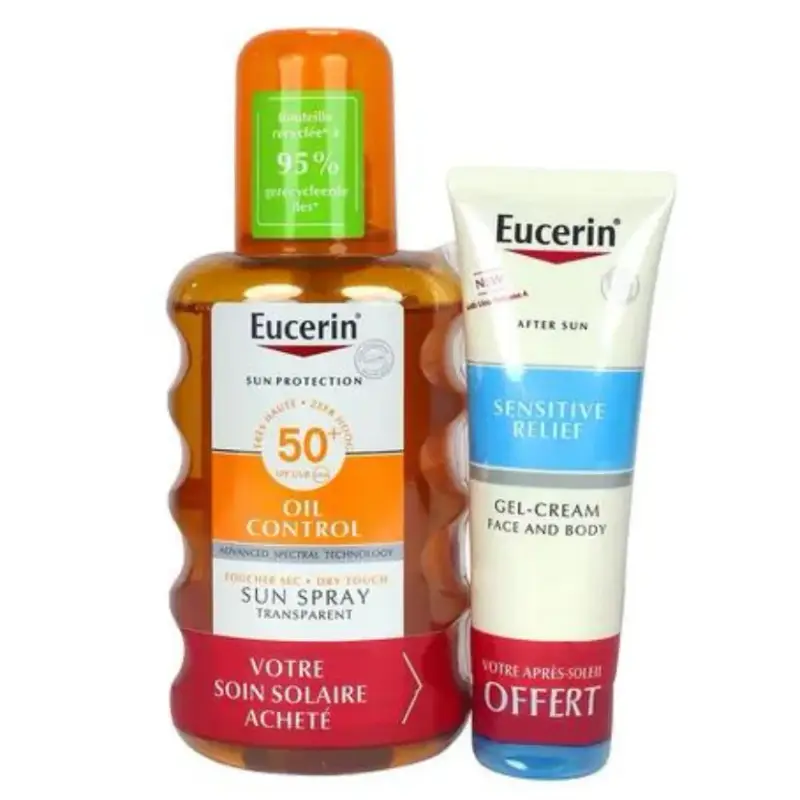 Protezione solare Duo Sun Oil Control trasparente SPF 50 + Mini SUN SENSITIVE RELIEF DOPOSOLE IN OMAGGIO