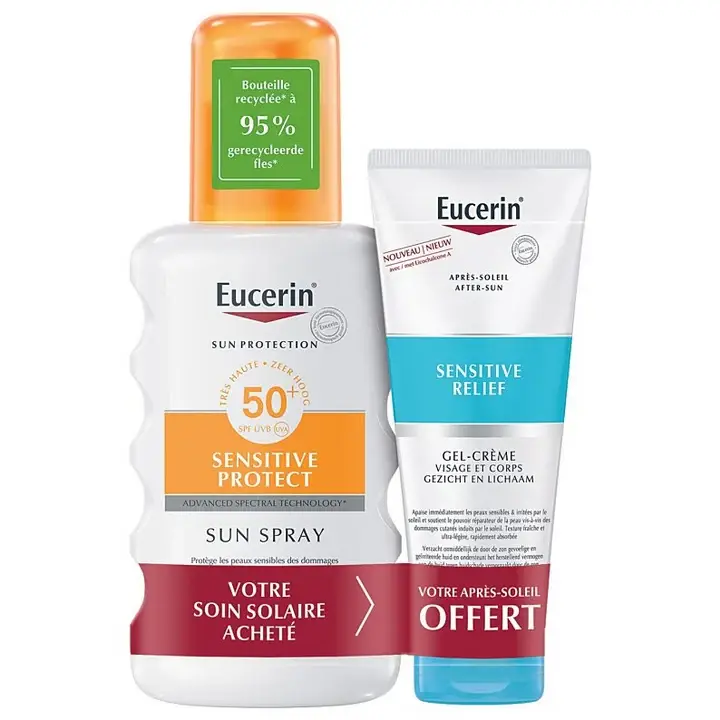 Protezione solare Sensitive SPF50+ Spray 200ml + Doposole Sensitive Relief Gel-Crema 50ml OMAGGIO