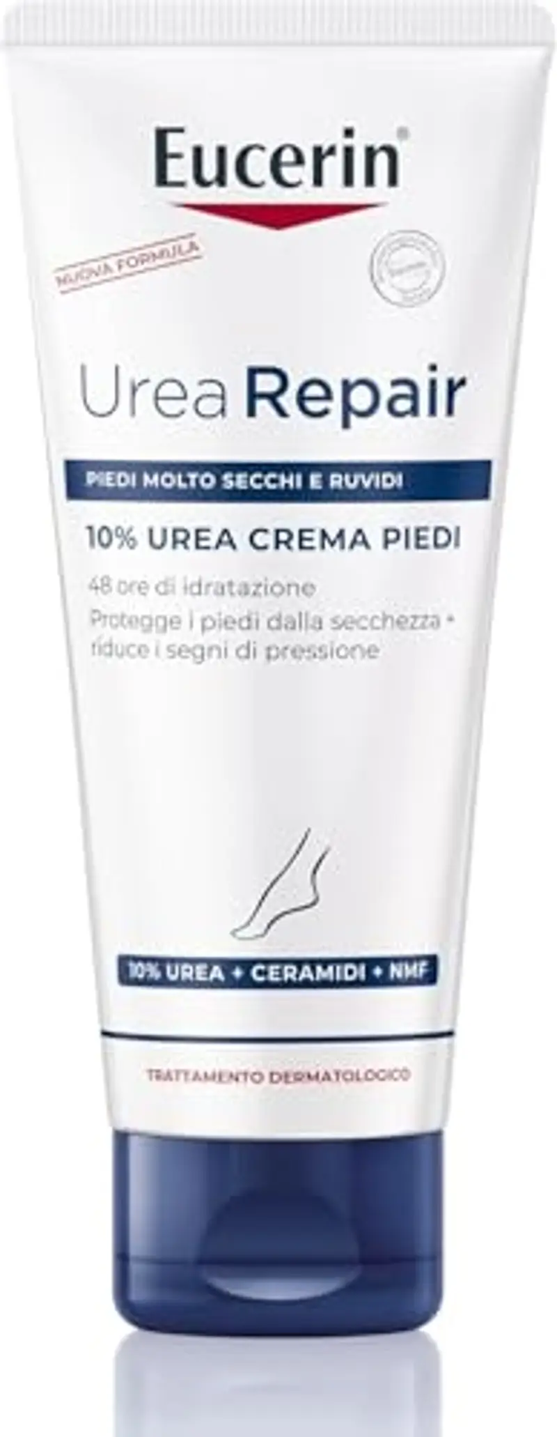 Eucerin Urea Repair Crema Piedi 10% 100 ml, Crema talloni e piedi idratante 48h, Formula con 10% Urea e Ceramidi per un sollievo immediato dalla pressione dei calli pelle secca e screpolata