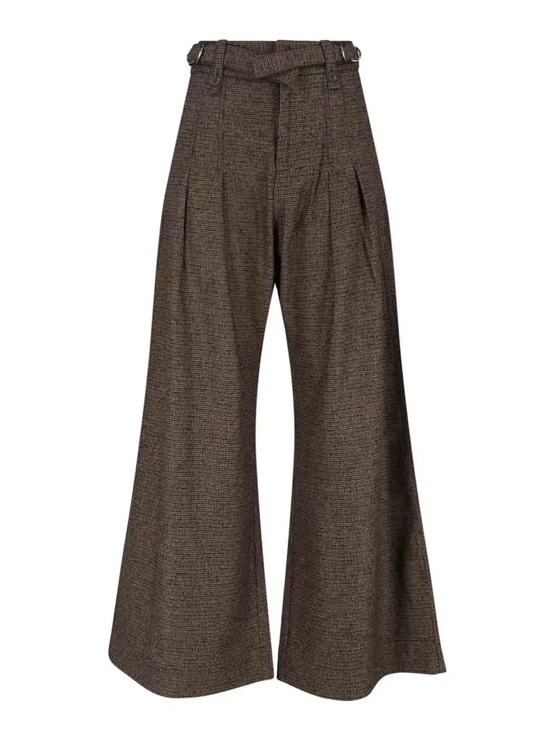 Pantaloni In Misto Lana Marrone