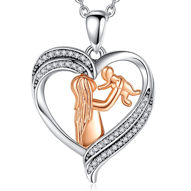 EUDORA Collana Madre Figlia Argento 925 Ciondolo