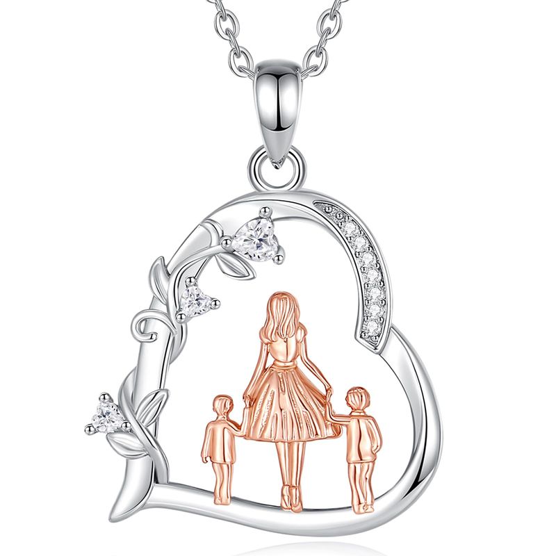 EUDORA Collana Harmony Ball Argento 925 Cuore Mamma Figlio