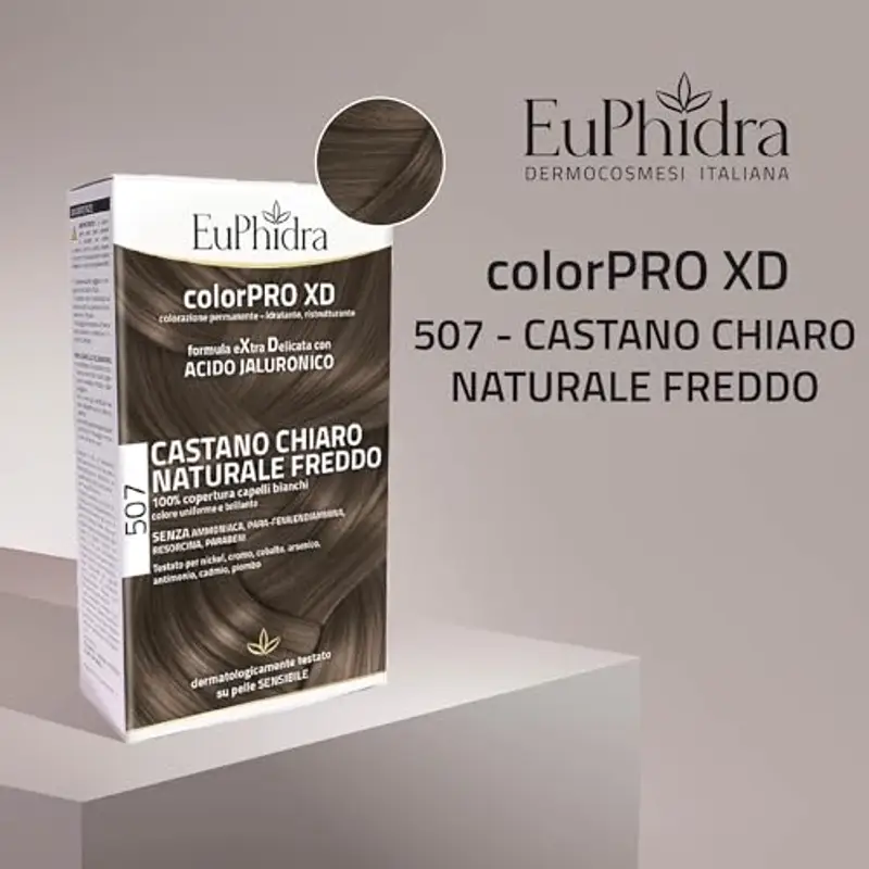 Euphidra - ColorPro XD 507, Castano Chiaro Naturale Freddo, Capelli Morbidi e Setosi, Colorazione Permanente con Acido miniatura 2