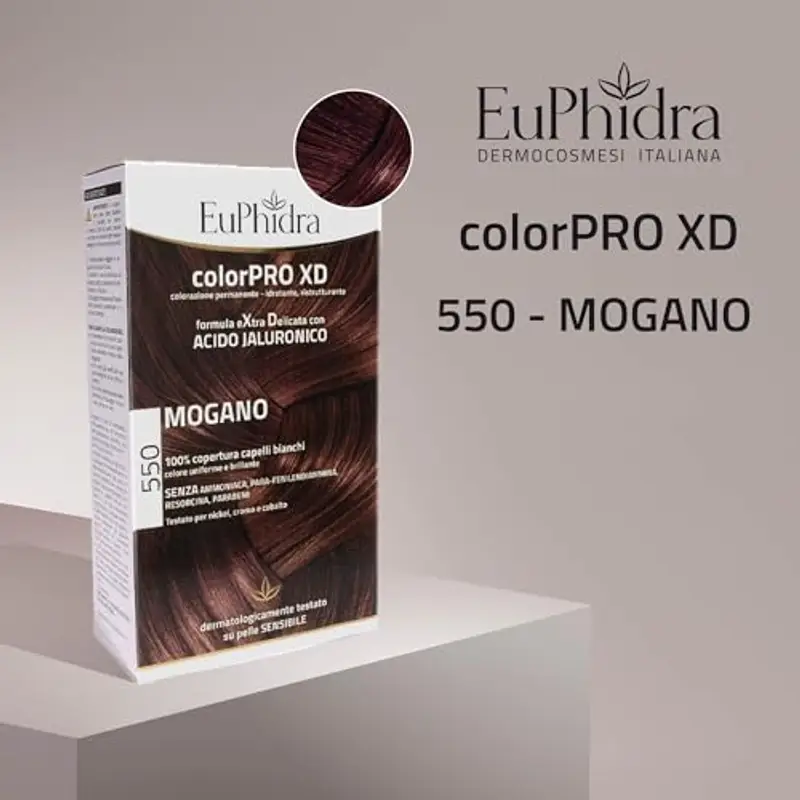 Euphidra - ColorPro XD 550, Mogano, Colorazione Permanente con Acido Ialuronico, Idrata in Profondità, Garantisce un miniatura 2