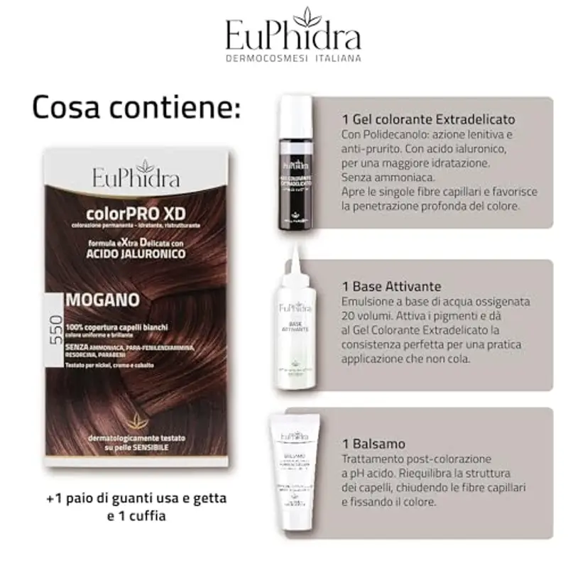 Euphidra - ColorPro XD 550, Mogano, Colorazione Permanente con Acido Ialuronico, Idrata in Profondità, Garantisce un miniatura 3