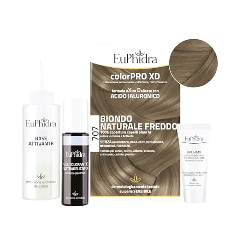 Euphidra - ColorPro XD 707, Biondo Naturale Freddo, Trattamento Idratante, Migliora la Morbidezza, Capelli Luminso e
