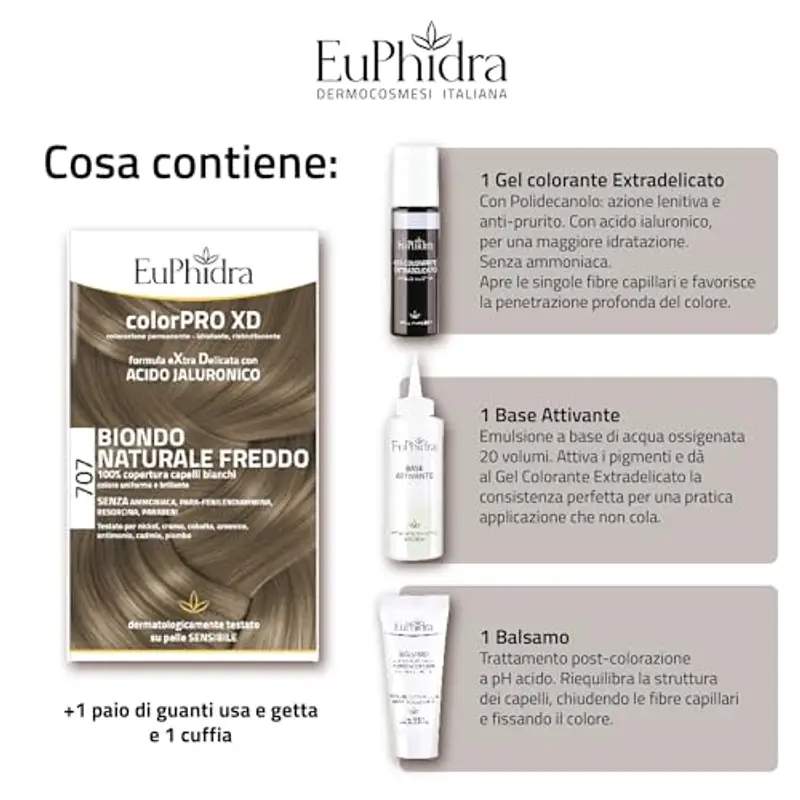 Euphidra - ColorPro XD 707, Biondo Naturale Freddo, Trattamento Idratante, Migliora la Morbidezza, Capelli Luminso e miniatura 3