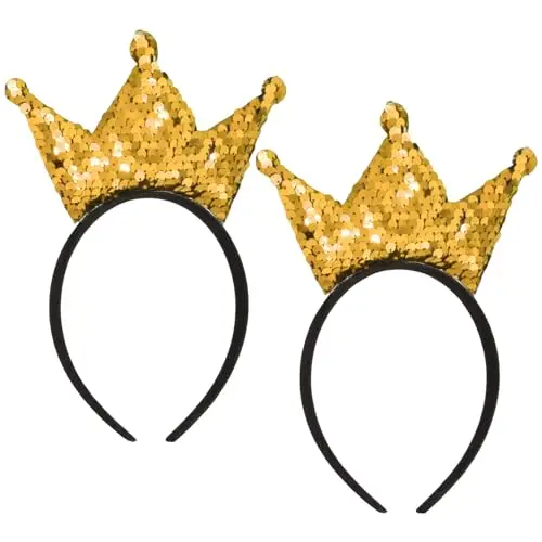 EUPSIIU 2 Pezzi Corone di Compleanno Cerchietto con Corona, Cerchietto Corona Bambina Tiara, Ragazza Paillettes Tiara