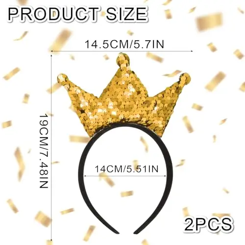 EUPSIIU 2 Pezzi Corone di Compleanno Cerchietto con Corona, Cerchietto Corona Bambina Tiara, Ragazza Paillettes Tiara miniatura 2