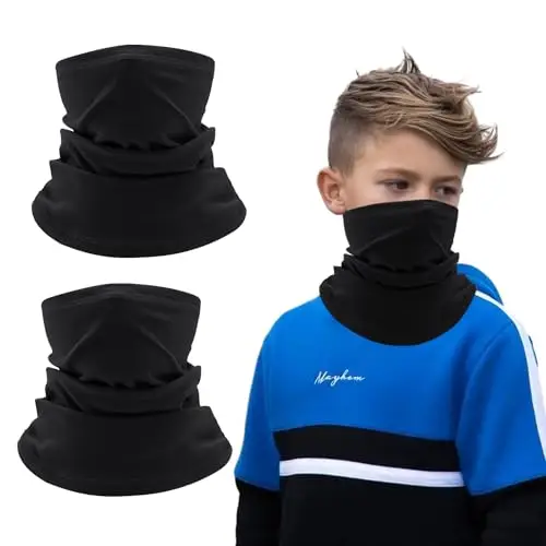 EUPSIIU 2 Pezzi Sciarpa Bambini Scaldacollo, Multifunzione Bandana Tubolare Maschera, Scaldacollo Termico Invernale,